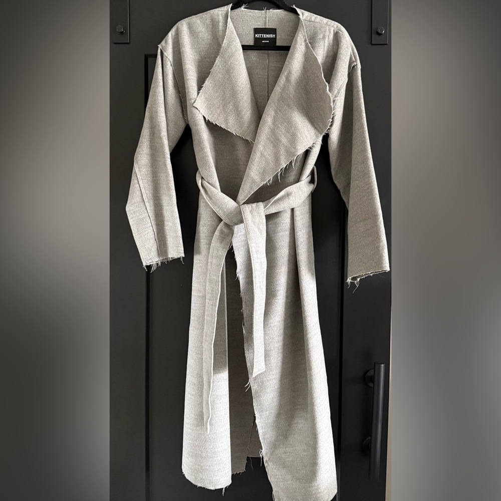 Kittenish Cynthia Grey Wrap Coat - Size Medium